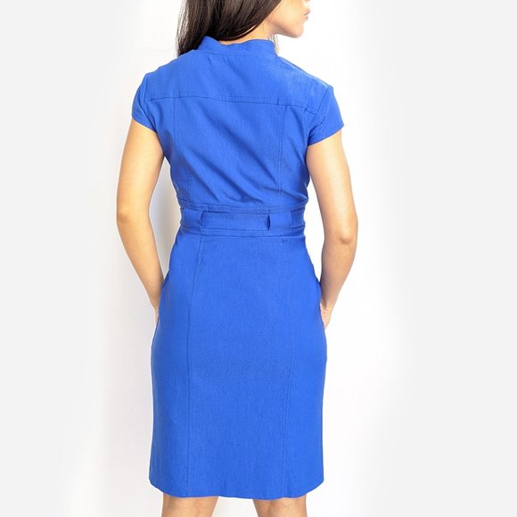 Helen Fashion blue knee-length tight casual dress - Picture 6 of 7